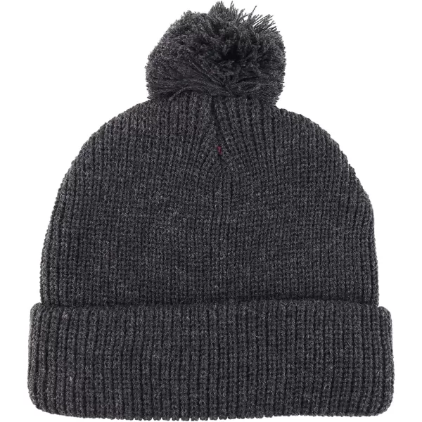 imageTrendy Apparel Shop XXL Oversized Solid Pom Pom Winter Ribbed Cuffed BeanieCharcoal