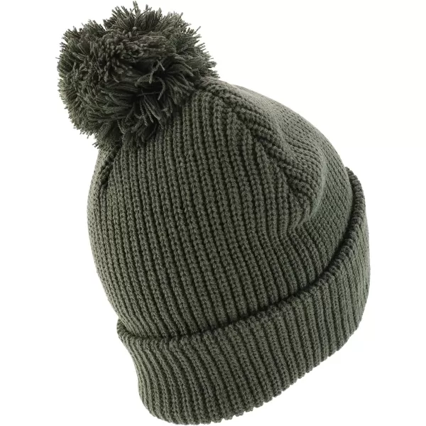 imageTrendy Apparel Shop XXL Oversized Solid Pom Pom Winter Ribbed Cuffed BeanieOlive
