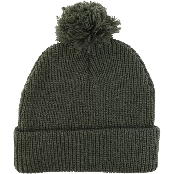 imageTrendy Apparel Shop XXL Oversized Solid Pom Pom Winter Ribbed Cuffed BeanieOlive