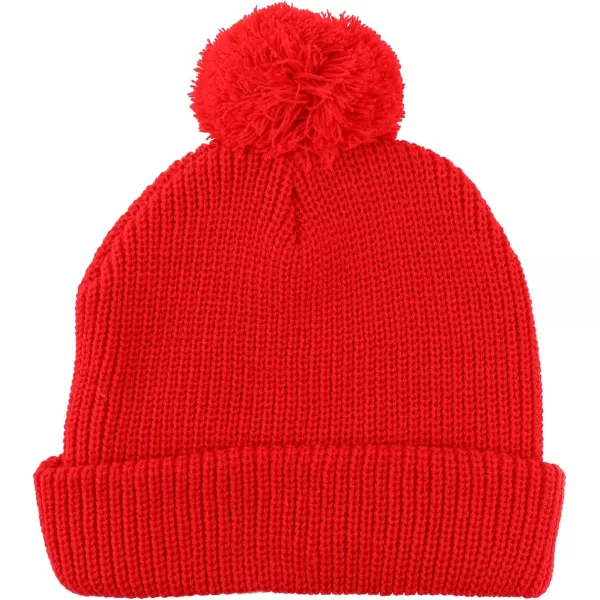 imageTrendy Apparel Shop XXL Oversized Solid Pom Pom Winter Ribbed Cuffed BeanieRed