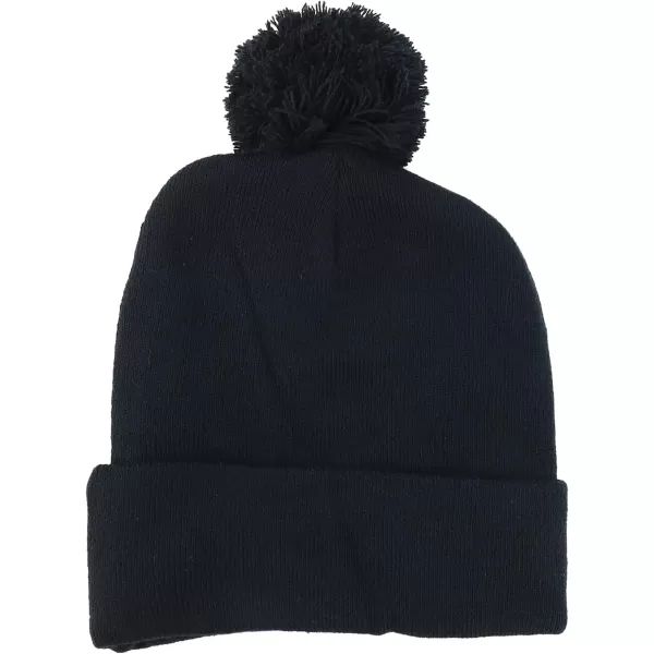 imageTrendy Apparel Shop XXL Oversized Solid Pom Pom Winter Stretch Knit Beanie HatBlack