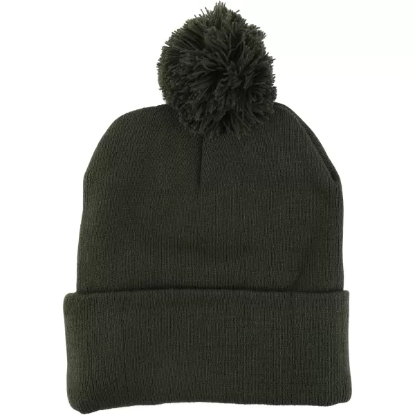 imageTrendy Apparel Shop XXL Oversized Solid Pom Pom Winter Stretch Knit Beanie HatOlive