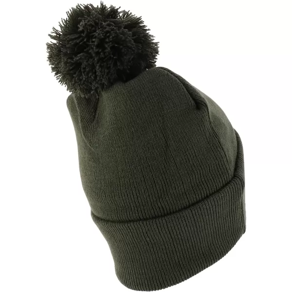 imageTrendy Apparel Shop XXL Oversized Solid Pom Pom Winter Stretch Knit Beanie HatOlive