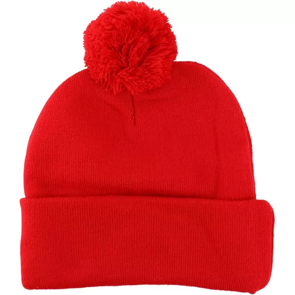 imageTrendy Apparel Shop XXL Oversized Solid Pom Pom Winter Stretch Knit Beanie HatRed