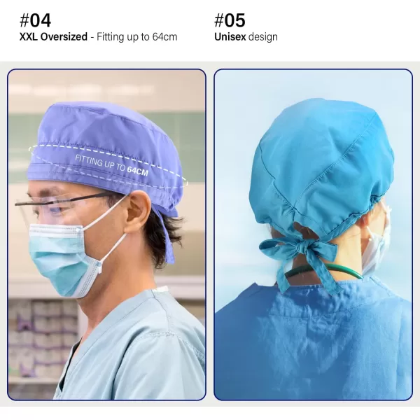 imageTrendy Apparel Shop XXL Oversized Working Scrub Cap with Sweatband and Elastic Tie BackCeil Blue