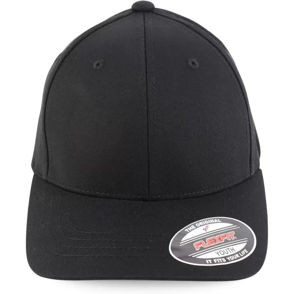 imageTrendy Apparel Shop Youth Size Flexfit 6 Panel Structured Baseball Stretch Fitted CapBlack