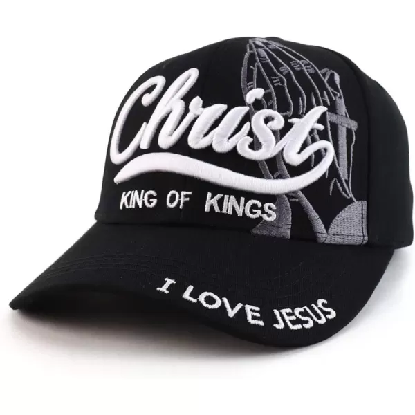 imageTrendy Apparel Shop 3D Christ King of Kings Embroidered Jesus Christian Ball CapBlack