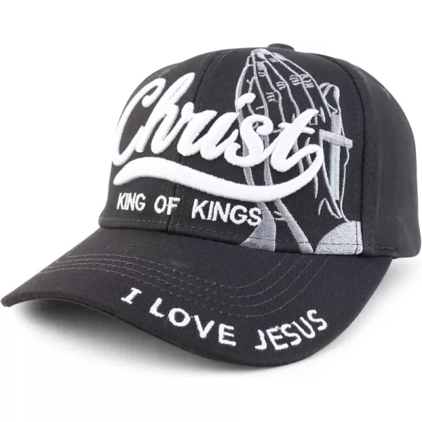 imageTrendy Apparel Shop 3D Christ King of Kings Embroidered Jesus Christian Ball CapCharcoal