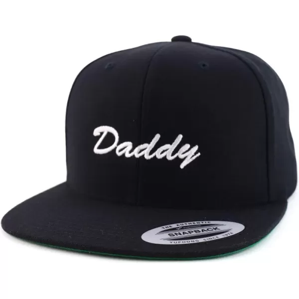 imageTrendy Apparel Shop Flexfit Daddy Script Font Embroidered Structured Flatbill Snapback CapBlack