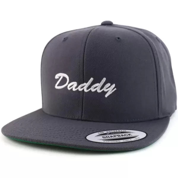 imageTrendy Apparel Shop Flexfit Daddy Script Font Embroidered Structured Flatbill Snapback CapCharcoal