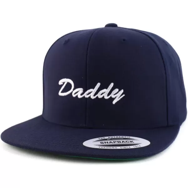 imageTrendy Apparel Shop Flexfit Daddy Script Font Embroidered Structured Flatbill Snapback CapNavy