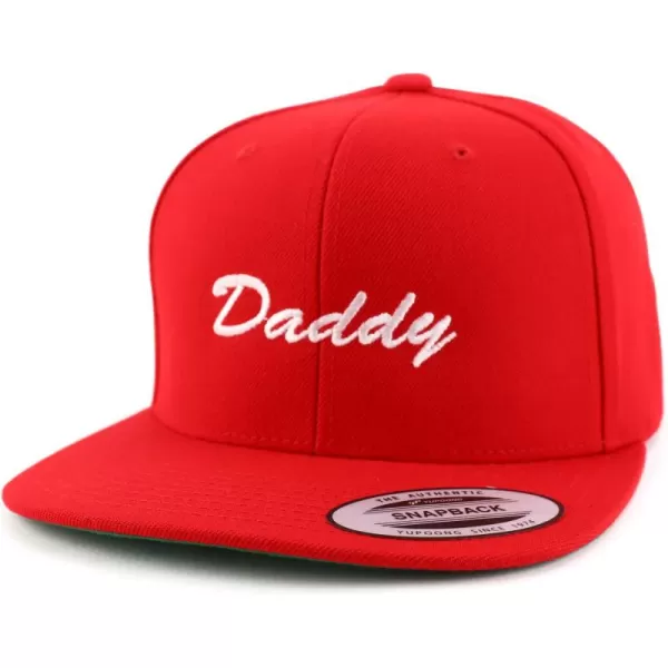 imageTrendy Apparel Shop Flexfit Daddy Script Font Embroidered Structured Flatbill Snapback CapRed