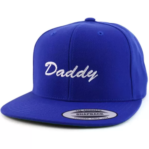 imageTrendy Apparel Shop Flexfit Daddy Script Font Embroidered Structured Flatbill Snapback CapRoyal