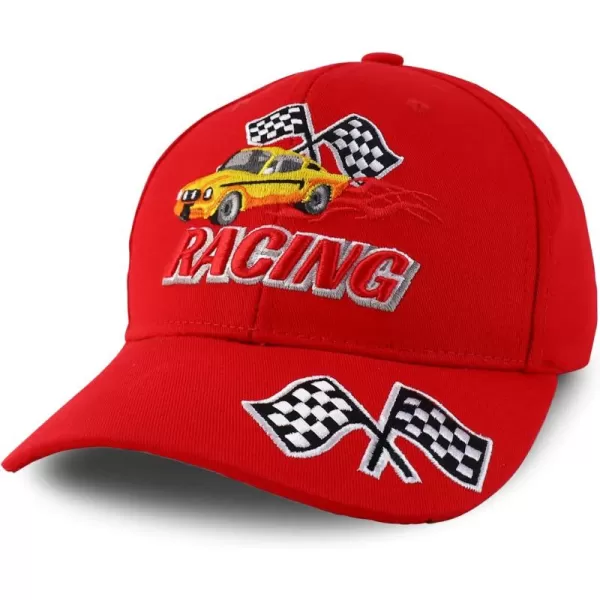 imageTrendy Apparel Shop Racing 3D Embroidered Flame Car Race Flag Baseball CapRed