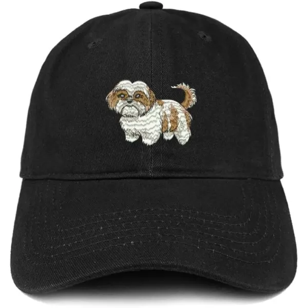 imageTrendy Apparel Shop Shih Tzu Embroidered Unstructured Cotton Dad HatBlack