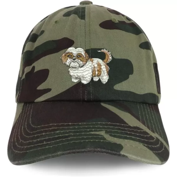 imageTrendy Apparel Shop Shih Tzu Embroidered Unstructured Cotton Dad HatCamo