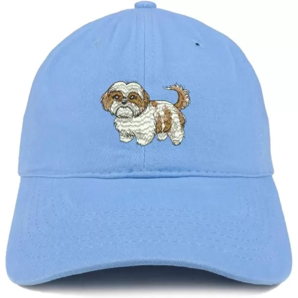 imageTrendy Apparel Shop Shih Tzu Embroidered Unstructured Cotton Dad HatCarolina Blue