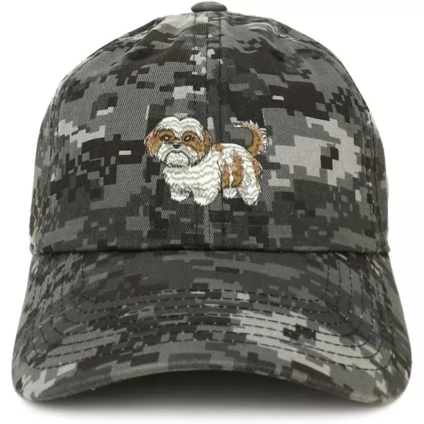 imageTrendy Apparel Shop Shih Tzu Embroidered Unstructured Cotton Dad HatDigital Night Camo