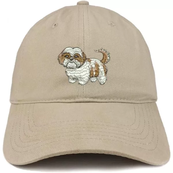 imageTrendy Apparel Shop Shih Tzu Embroidered Unstructured Cotton Dad HatKhaki