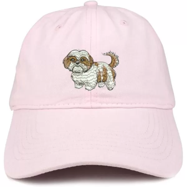 imageTrendy Apparel Shop Shih Tzu Embroidered Unstructured Cotton Dad HatLight Pink