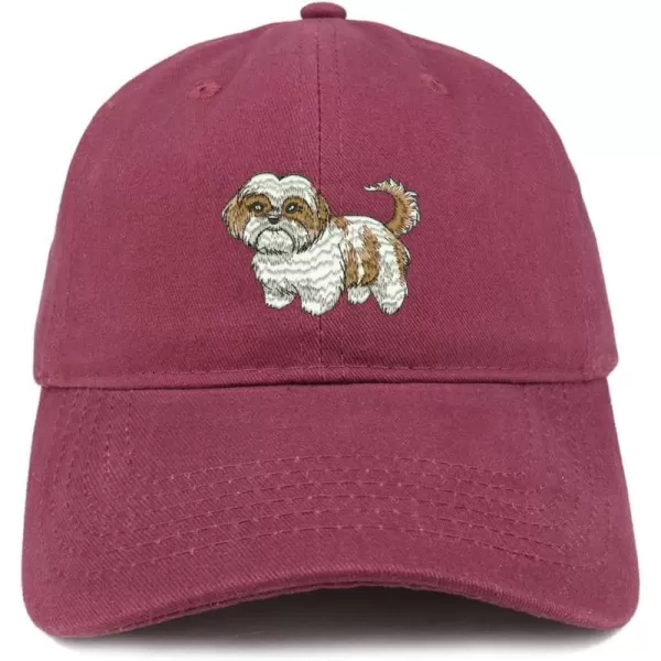 imageTrendy Apparel Shop Shih Tzu Embroidered Unstructured Cotton Dad HatMaroon