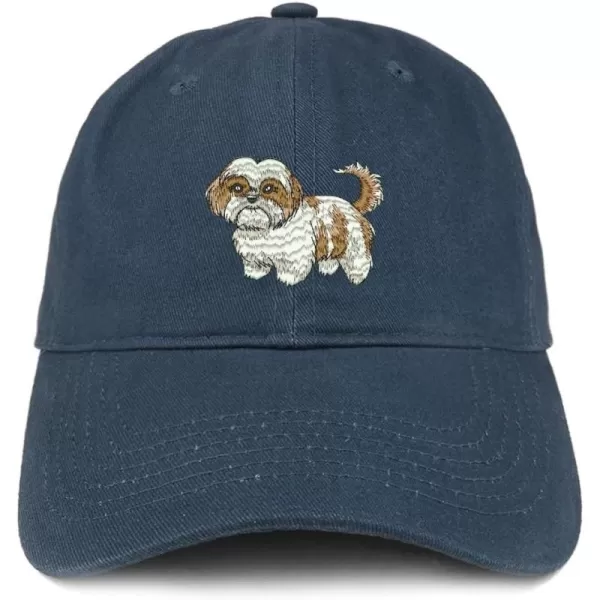 imageTrendy Apparel Shop Shih Tzu Embroidered Unstructured Cotton Dad HatNavy