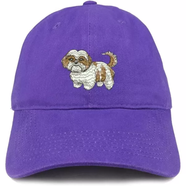 imageTrendy Apparel Shop Shih Tzu Embroidered Unstructured Cotton Dad HatPurple