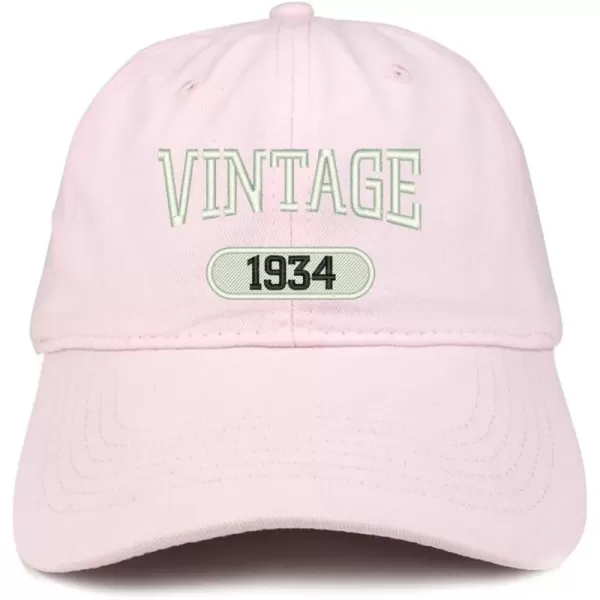 imageTrendy Apparel Shop Vintage 1934 Embroidered 90th Birthday Relaxed Fitting Cotton CapLight Pink