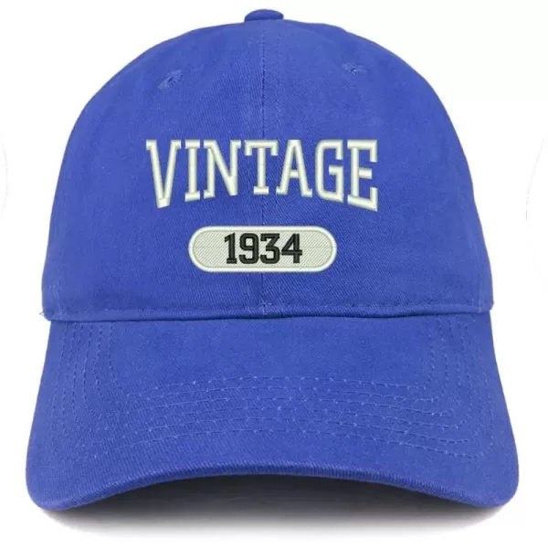 imageTrendy Apparel Shop Vintage 1934 Embroidered 90th Birthday Relaxed Fitting Cotton CapRoyal