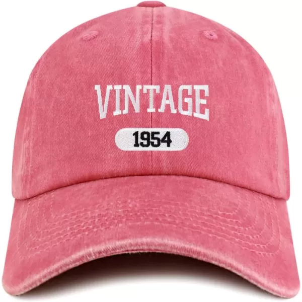 imageTrendy Apparel Shop Vintage 1954 Embroidered 70th Birthday Soft Crown Washed Cotton CapFuchsia