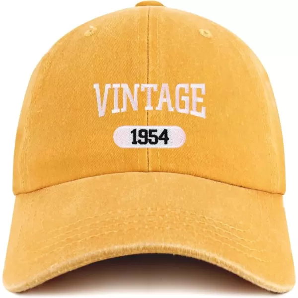 imageTrendy Apparel Shop Vintage 1954 Embroidered 70th Birthday Soft Crown Washed Cotton CapMango