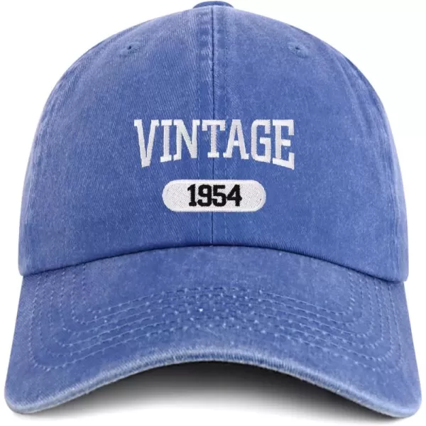 imageTrendy Apparel Shop Vintage 1954 Embroidered 70th Birthday Soft Crown Washed Cotton CapRoyal