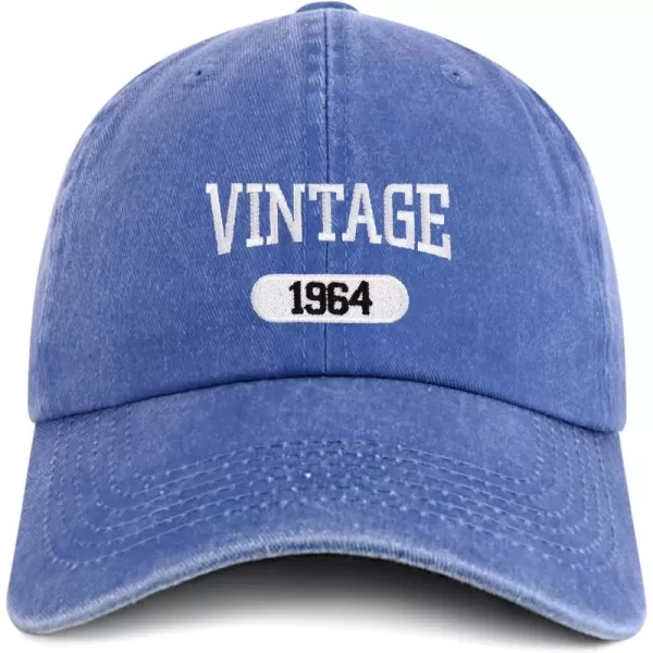 imageTrendy Apparel Shop Vintage 1964 Embroidered 60th Birthday Soft Crown Washed Cotton CapRoyal