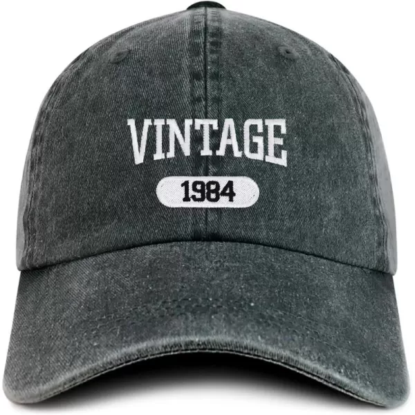 imageTrendy Apparel Shop Vintage 1984 Embroidered 40th Birthday Soft Crown Washed Cotton CapDark Green