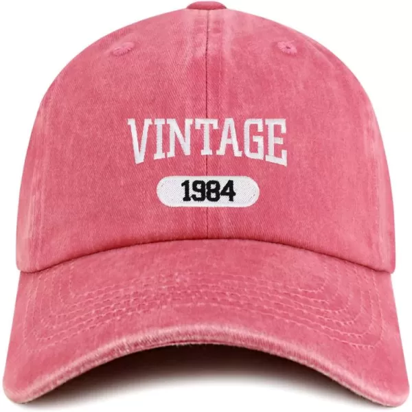 imageTrendy Apparel Shop Vintage 1984 Embroidered 40th Birthday Soft Crown Washed Cotton CapFuchsia