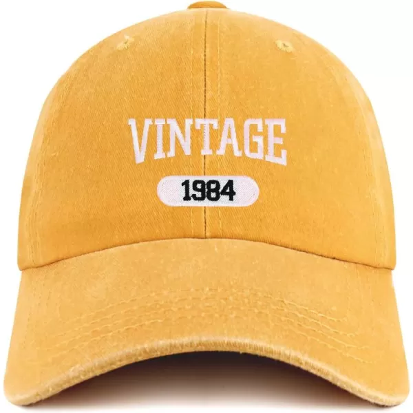 imageTrendy Apparel Shop Vintage 1984 Embroidered 40th Birthday Soft Crown Washed Cotton CapMango