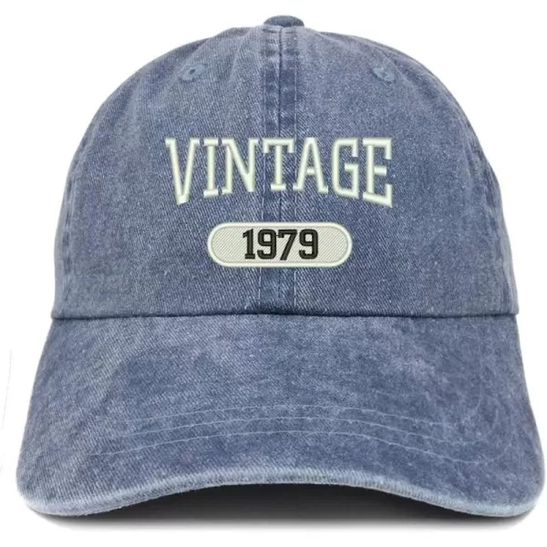 imageTrendy Apparel Shop Vintage 1984 Embroidered 40th Birthday Soft Crown Washed Cotton CapNavy