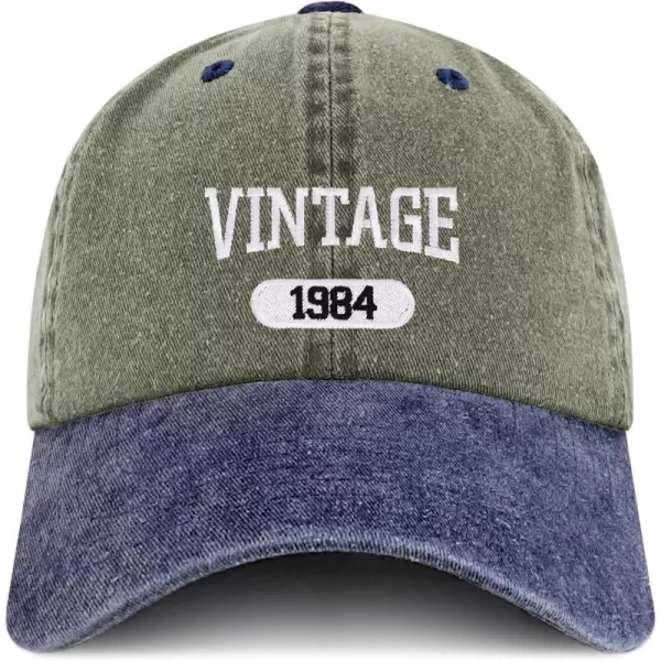 imageTrendy Apparel Shop Vintage 1984 Embroidered 40th Birthday Soft Crown Washed Cotton CapOlive Navy