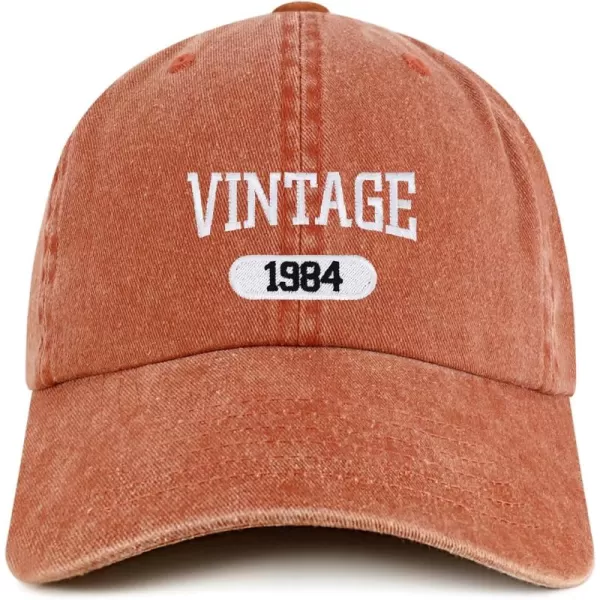 imageTrendy Apparel Shop Vintage 1984 Embroidered 40th Birthday Soft Crown Washed Cotton CapOrange