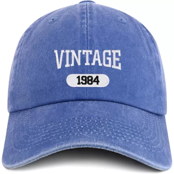 imageTrendy Apparel Shop Vintage 1984 Embroidered 40th Birthday Soft Crown Washed Cotton CapRoyal