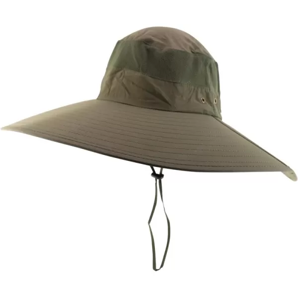imageTrendy Apparel Shop Wide Brim Waterproof Fisherman Sun Hat with Chin StrapArmygreen