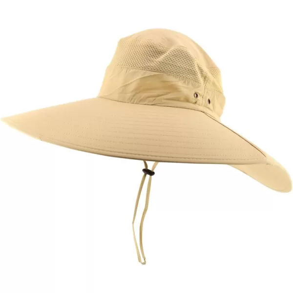 imageTrendy Apparel Shop Wide Brim Waterproof Fisherman Sun Hat with Chin StrapKhaki