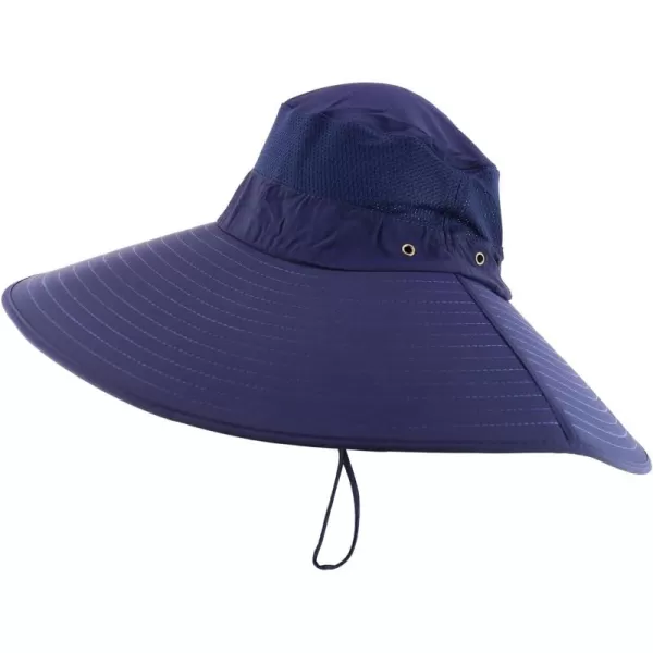 imageTrendy Apparel Shop Wide Brim Waterproof Fisherman Sun Hat with Chin StrapNavy