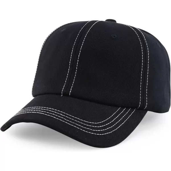 imageTrendy Apparel Shop XXL Oversize Unstructured Washed Cotton Ball Cap with White StitchingBlack