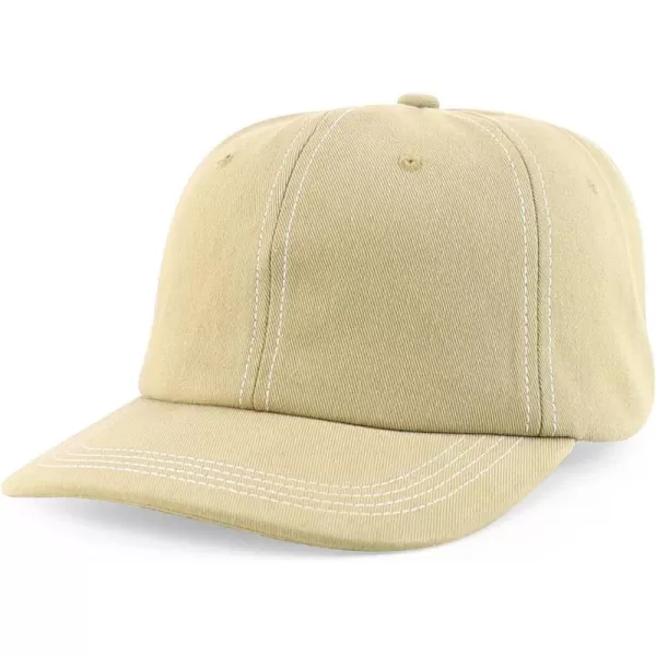 imageTrendy Apparel Shop XXL Oversize Unstructured Washed Cotton Ball Cap with White StitchingKhaki