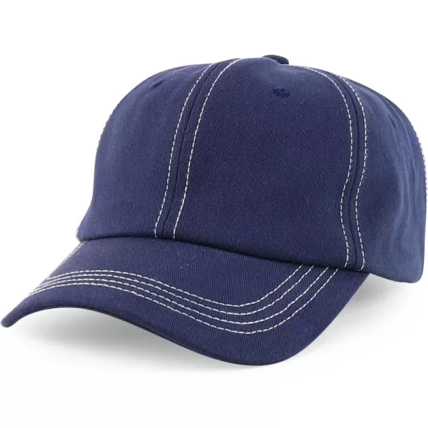 imageTrendy Apparel Shop XXL Oversize Unstructured Washed Cotton Ball Cap with White StitchingNavy
