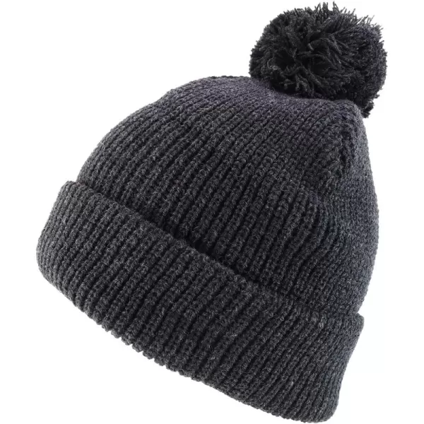 imageTrendy Apparel Shop XXL Oversized Solid Pom Pom Winter Ribbed Cuffed BeanieCharcoal