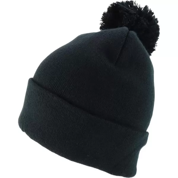 imageTrendy Apparel Shop XXL Oversized Solid Pom Pom Winter Stretch Knit Beanie HatBlack