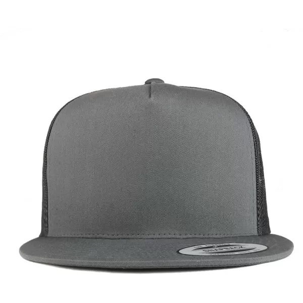 imageTrendy Apparel Shop Flexfit Brand 5 Panel Classic Trucker Flatbill Mesh Snapback CapCharcoal