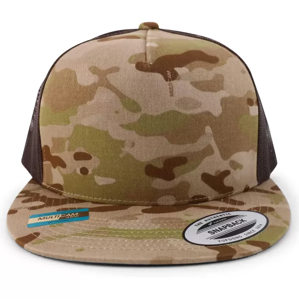 imageTrendy Apparel Shop Flexfit Brand 5 Panel Classic Trucker Flatbill Mesh Snapback CapMulticam Brown